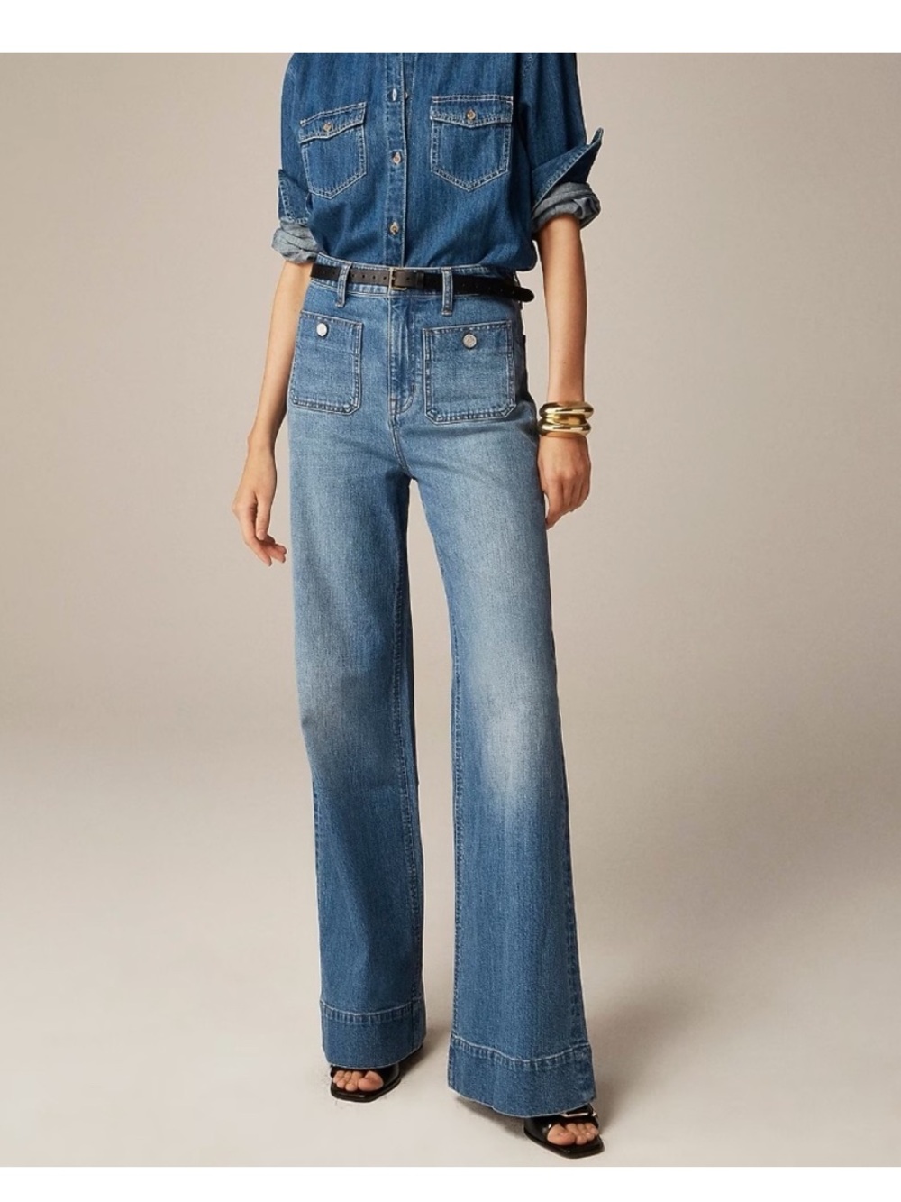J. Crew Sailor Denim Wide Leg Trouser Jeans 28